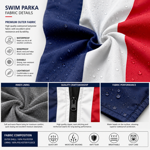 Chaqueta Parka Personalizada con la Bandera de Francia, Impermeable, Cortavientos, Forrada de Forro Polar, con Capucha, para Natación, Surf y Deportes al Aire Libre - Product Image 5