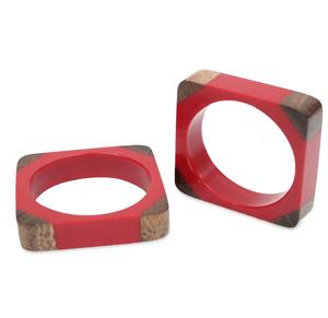 Anneau de serviette haut de gamme en bois et résine, transparent avec motif pailleté doré - Product Image 6