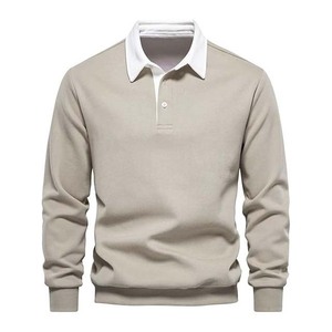 <b>Men's</b> <b>Long</b> <b>Sleeve</b> Polo <b>Shirt</b> Color Block <b>White</b> Collar Black Rugby Training Jersey Breathable Top - Product Image 2