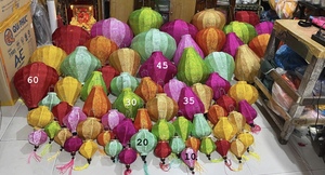Silk Lanterns Painted Bamboo Silk Lanterns Hanging Decor For Wedding Patio Garden Vietnam Silk Lanterns - Product Image 2