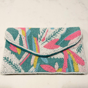 Pochette enveloppe artisanale perlée de perles de rocaille, très appréciée, pour mariage, événement, soirée, sac à bandoulière, sac à main de soirée artistique et tendance pour femme - Product Image 2