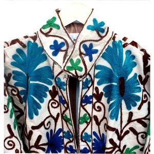 Embossed Corduroy Floral Stripe Embroidery <b>Jacket</b> with Cotton Lining Breathable & Eco-Friendly Quick Dry for Winter/Autumn Front - Product Image 6
