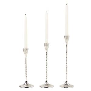 Elegantes Portavelas Cónicos de Latón Martillado Plateado, Juego de 3, Perfectos para Decoración del Hogar y Centros de Mesa para Bodas a Precio Económico - Product Image 1