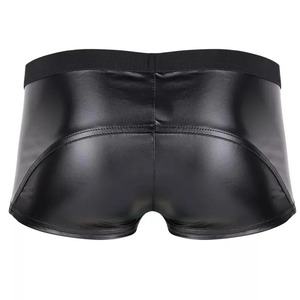 Shorts en satin noir pour homme, taille haute, fermeture éclair, style gothique - Product Image 4