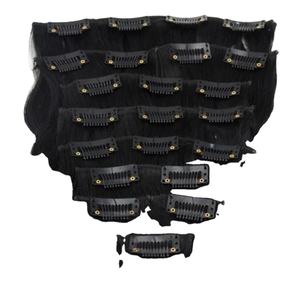 Extensiones de cabello humano indio de grado Remy de la mejor calidad RAW extremos dobles dibujados cabello tejido con clip - Product Image 1