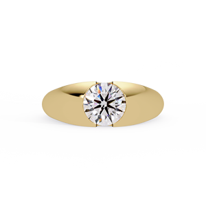 Anillo de compromiso y boda moderno con diamante solitario redondo cultivado en laboratorio, engastado en bisel, de oro amarillo de 14K, personalizado, OEM, al por mayor - Product Image 3