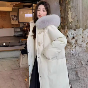 Chaqueta acolchada larga para mujer, abrigo con capucha, ropa exterior informal cálida de invierno para damas - Product Image 6