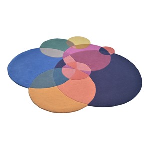 Tapis moderne en laine tufté à la main, motif géométrique bulles aux tons terreux, tapis sculpté 3D doux - Product Image 3