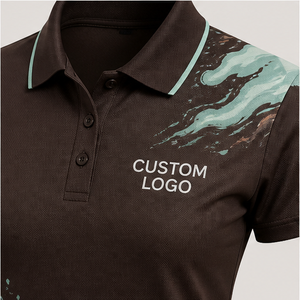 เสื้อโปโลผู้หญิงสีน้ำตาลเข้มมิ้นท์ลายหินอ่อนแบบแห้งเร็ว ระบายอากาศได้ดี แขนสั้น สำหรับเล่นกอล์ฟ รุ่น WPS-0895 - Product Image 5