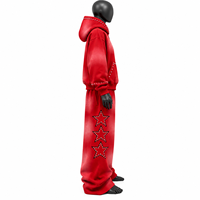 Ensemble de survêtement unisexe à strass, sweat-shirt à capuche zippé et pantalon de survêtement long, streetwear couleur unie coupe ample pour l'hiver