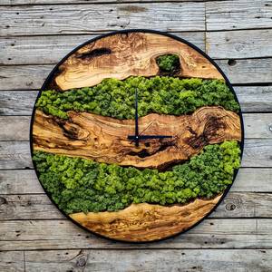 Nature's <b>Heart</b> Wood And Moss <b>Clock</b> Forest Whisper Handmade Wall Green Haven Wood Slice <b>Clock</b> Mossy Timber Artisan Wall <b>Clock</b> - Product Image 1