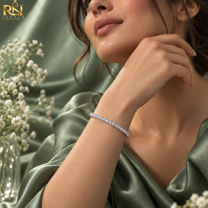 Pulsera de tenis de una hilera con diamantes cultivados en laboratorio de corte brillante, color DEF, tipo Eternity Link |   Pulsera de Lujo de Oro Sólido de 9K, 14K y 18K - Product Image 3