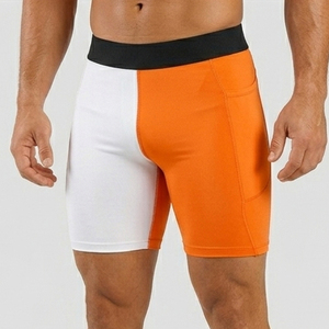 Shorts de compression jaunes pour hommes avec poches, séchage rapide, taille élastique, shorts ajustés pour hommes, vêtements de sport pour hommes - Product Image 6
