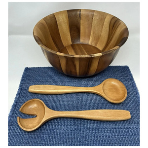Handmade Premium Eco-Friendly Olive Wood Salad Servers Hand Carved Natural Wood Salad <b>Tools</b> Food <b>Safe</b> Wooden Salad Server Set - Product Image 1