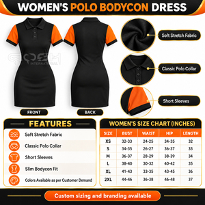 Robe moulante personnalisée pour femme, col polo, noire, élégante et respirante, de la sororité Cosh International - Product Image 6