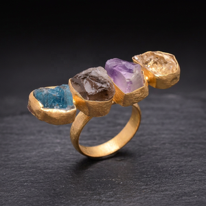 Raw Citrine Smoky Amethyst Neon Apatite Real Brass <b>Gold</b> Plated <b>Rings</b> Handmade Jewelry Bulk Wholesale <b>Gold</b> Vermeil <b>Rings</b> - Product Image 2