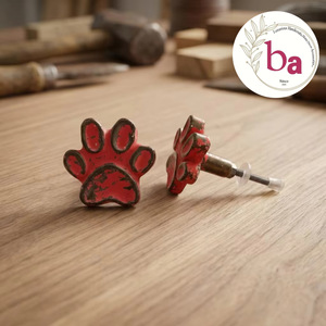 Poignées de meuble rustiques en fonte rouillée rouge vieillie, motif patte d'animal, pour cuisine, armoire, chambre, forme originale, durables - Product Image 1