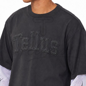 Camiseta de manga larga doble de alta calidad para hombre, de algodón, de doble capa, extragrande. - Product Image 5