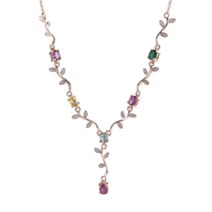 Collar con Colgante de Flor de Turmalina Natural en Plata 925 Chapada en Oro Rosa, Regalo de Compromiso, Boda, San Valentín para Mujer - Product Image 1