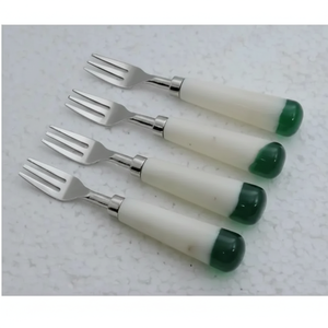 Juego de tenedores modernos de acero inoxidable con mango de resina, en tendencia para bodas, eventos, restaurantes, hoteles, juego de accesorios de vajilla de lujo. - Product Image 1