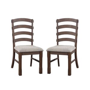 Set of 2 <b>Rustic</b> Brown and Gray <b>Dining</b> <b>Chairs</b> with Padded Seat - Product Image 1