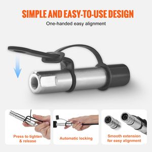 2 Pezzi Attacco per Ingrassatore ad Alta Pressione 10000 PSI, a 3 Griffe con Blocco Rapido, Punta per Ingrassatore da 600cc, Tubo/Idropulitrice/Ago di Prolunga - Product Image 4