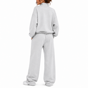 Stylish Women Winter Hooded Tracksuit Solid Breathable Soft 100% Cotton Fabric Regular Fit <b>Lightweight</b> Drawstring Side Pockets - Product Image 2