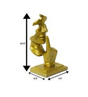 Sculpture artistique dorée en forme de visage avec geste de doigt, pièce de décoration moderne pour la maison, utilisée comme accent décoratif pour les étagères et les armoires