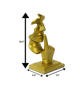 Sculpture artistique dorée en forme de visage avec geste de doigt, pièce de décoration moderne pour la maison, utilisée comme accent décoratif pour les étagères et les armoires - Product Image 6