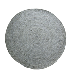 Handwoven Natural Jute Oval <b>Rug</b> with Sunburst Medallion Black Border & Crochet Loop Low Pile <b>Rustic</b> Design - Product Image 3