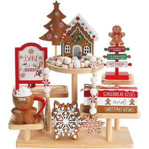 Cute 8 PCS <b>Gingerbread</b> <b>Christmas</b> Decorations Tabletop <b>Decor</b> Set for Home Shelf Mantel Fireplace Tiered Tray Party Decoration Set - Product Image 1
