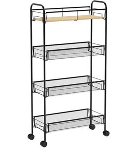 Stylish Iron <b>Kitchen</b> Trolley Organizer With Spacious Shelving <b>Units</b> And Smooth Rolling Wheels <b>For</b> Home Use - Product Image 1