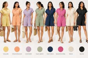 Combinaison courte en coton pour femme, style cargo, boutonnée, décontractée, d'été, avec poches, vêtements pour femmes - Product Image 4