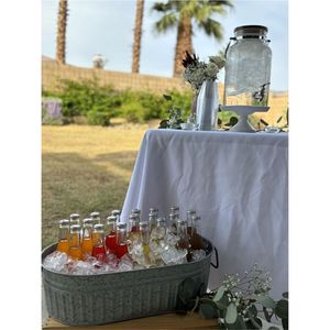Galvanized Iron Ice Tub White Enamel Beverage <b>Drink</b> <b>Cooler</b> Bucket Large Stainless Steel Handle Champagne Wine <b>Cooler</b> Oval Bucket - Product Image 5
