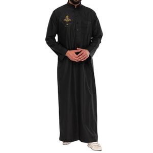 2023 nouveau design en gros robe musulmane musulmane porter thobe dubaï islamique Thobe pour hommes poitrine brodé couleur unie teint - Product Image 5