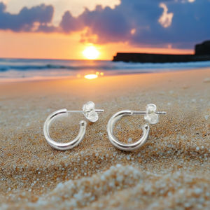 Plata 925 Plain Hoop Stud Earpin Diseño Joyería Fábrica al por mayor en Tailandia - Product Image 1