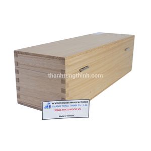 Boîte à vin en bois écologique, bois d'acacia, fabrication artisanale, gravure au laser, doublure en satin bleu, Thanh Tung Thinh Co Ltd - Product Image 4