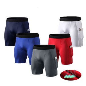 New Mens Compression Running Shorts Solid Base <b>Layer</b> Tights Gym Fitness Sport Workout Shorts Male Legging Pocket - Product Image 1