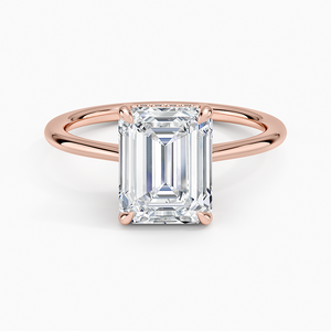 Anillo de compromiso de moissanita de 2 quilates con corte esmeralda, anillo nupcial solitario con diseño de tallo dividido esculpido - Product Image 5