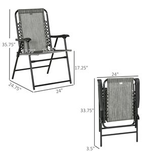 Sedie da Campeggio Pieghevoli su Misura in Stile Mediterraneo, in Tessuto Oxford Grigio con Braccioli per Patio, Spiaggia e Campeggio all'Aperto - Product Image 3