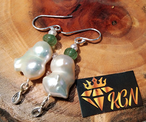Baroque Pearl <b>Dangle</b> <b>Earrings</b> Solid 925 Sterling <b>Silver</b> White Wedding & Party Jewelry Handmade Gift for Her A+ Quality - Product Image 4