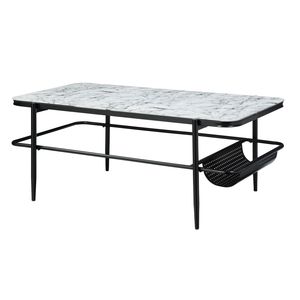Set di 3 Pezzi di Mobili Moderni ed Eleganti per Casa, Tavolino da Caffè e Tavolini Laterali con Piano in Vetro Temperato Effetto Marmo Bianco per Soggiorno - Product Image 3