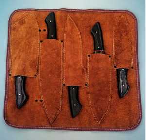 Handmade Stainless Steel <b>Knife</b> <b>Set</b> -5 Pcs Kitchen <b>Knife</b> <b>Set</b> With Leather Roll Bag With Wooden Handle 100% High Quality - Product Image 5