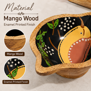 Bol de service décoratif en bois de manguier émaillé fait main, bol à salade en bois sûr pour les aliments, bol à fruits et collations pour la cuisine et la salle à manger - Product Image 4
