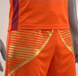 Ensemble de maillot de football pour homme, col en V, orange, manches courtes, couleur contrastée, polyester, taille élastique, coupe athlétique, toutes saisons - Product Image 6