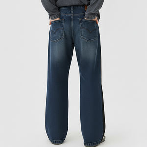 Pantalon en jean ample style hip-hop color block, coupe décontractée, avec logo brodé personnalisé, en denim épais – Meilleures ventes - Product Image 5