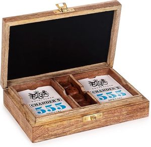 Jeux en bois pour adultes | Boîte à cartes en bois |   Organisateur de cartes en bois artisanal | Jeux en bois indiens B2B |   Boîte en bois pour cartes à jouer | - Product Image 6