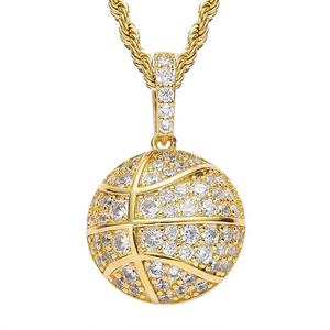 Basketball <b>Pendant</b> With Moissanite Stones <b>Solid</b> Yellow <b>Gold</b> Finish Iced Out Charm Style Unisex Charm Diamond Look <b>Pendant</b> - Product Image 2