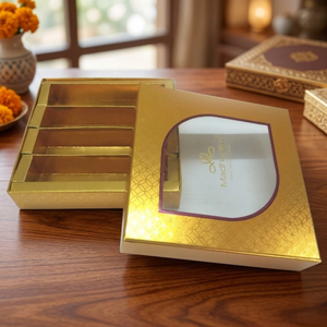 Boîte cadeau de luxe en chocolat magnétique avec fenêtre transparente |   Emballage artisanal de qualité supérieure pour cadeaux de desserts festifs dorés - Product Image 2