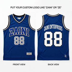 Camiseta de Baloncesto para Mujer, Premium, 180 GSM, Malla de Poliéster Transpirable, Azul y Blanca, Personalizada con Logotipo Bordado en Sublimación - Product Image 1